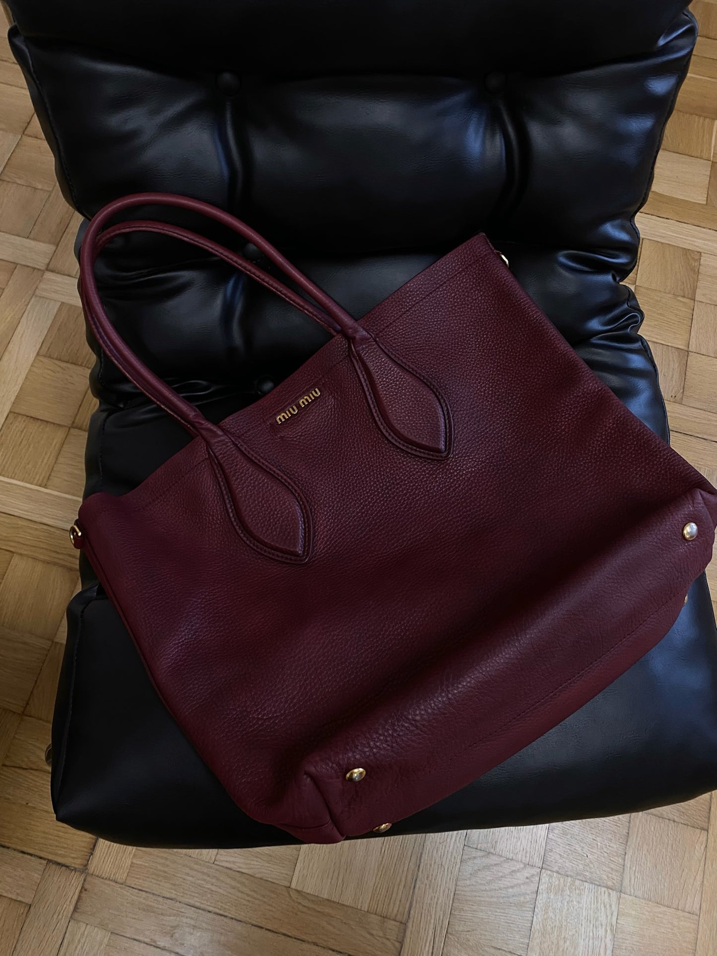 MIU MIU BURGUNDY TOTE BAG