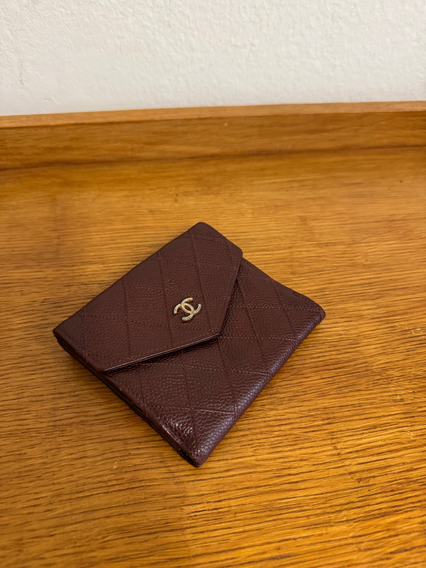 CHANEL DOUBLE SIDED WALLET CAVIAR BURGUNDY