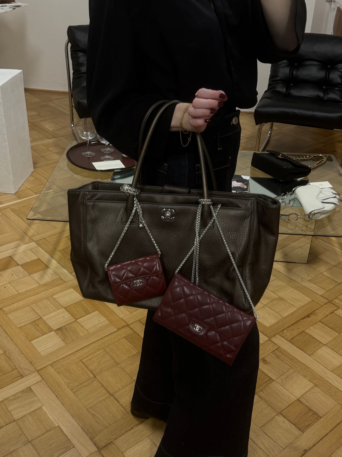 CHANEL EXECUTIVE TOTE IRIDESCENT BROWN SILVER HW