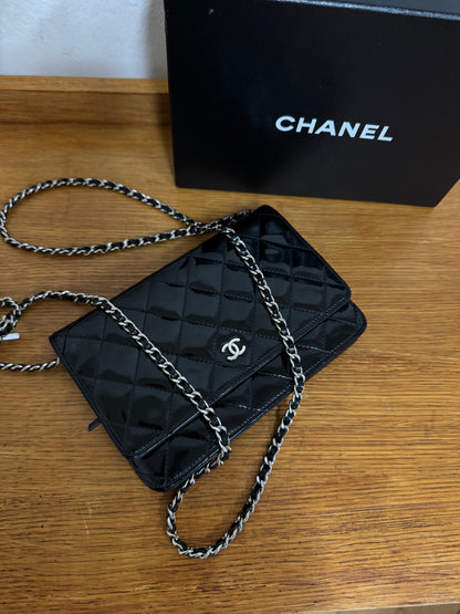 CHANEL PATENT LEATHER WOC BLACK