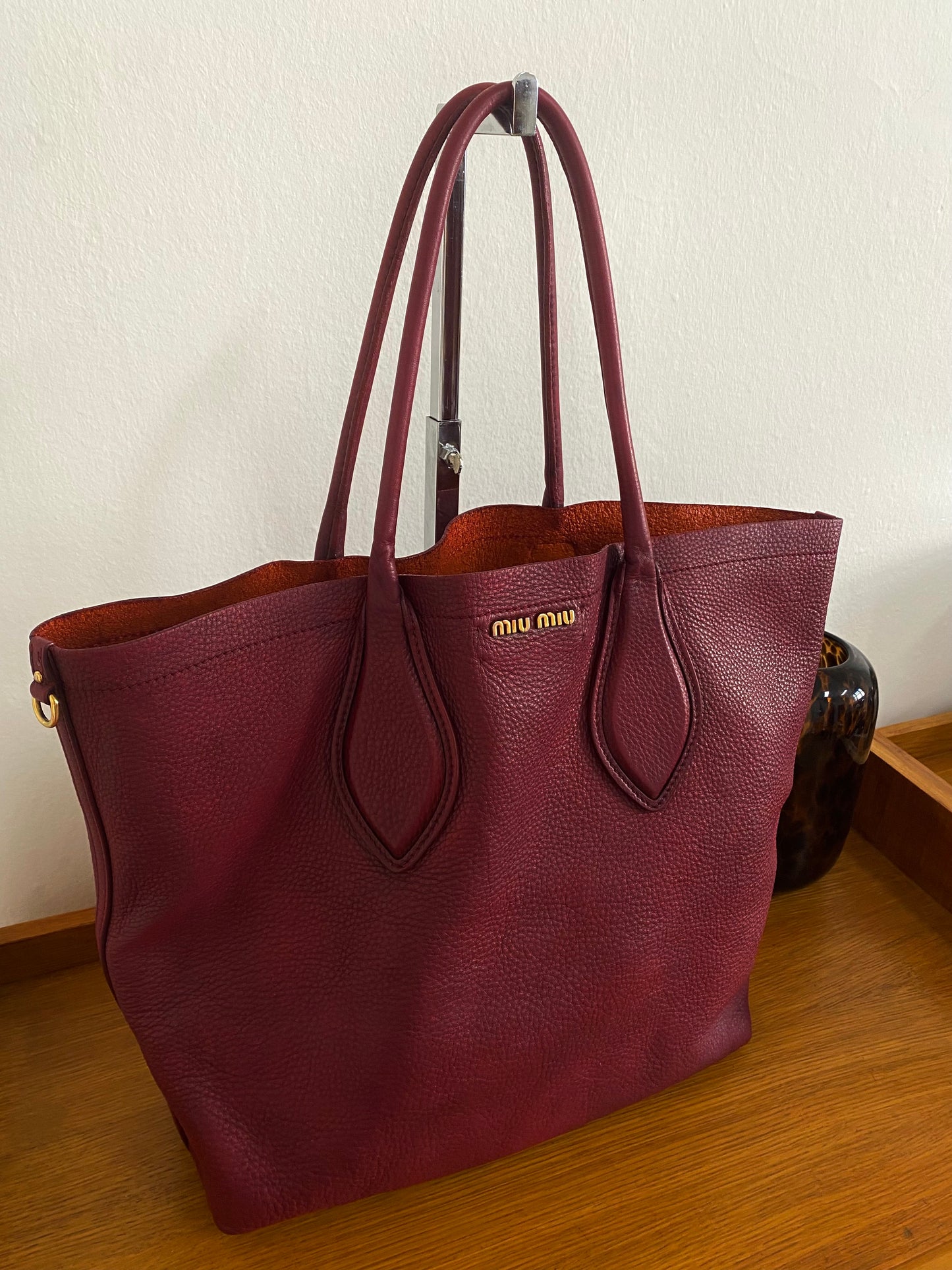 MIU MIU BURGUNDY TOTE BAG