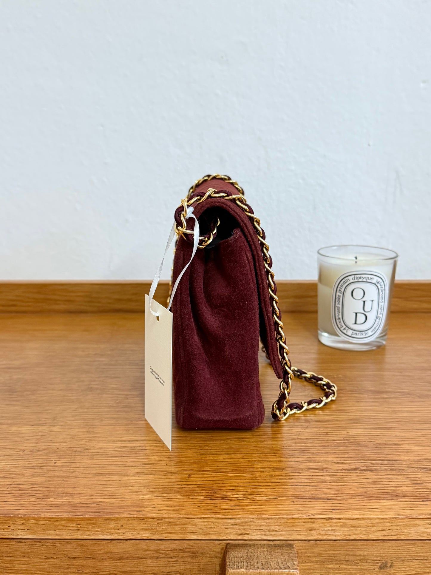 CHANEL SUEDE BURGUNDY FLAP BAG