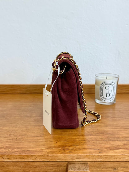 CHANEL SUEDE BURGUNDY FLAP BAG