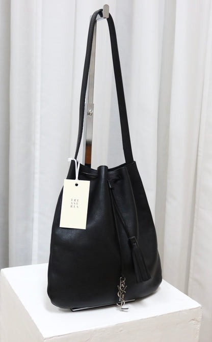 SAINT LAURENT DRAWSTRING BLACK SHOULDER BAG