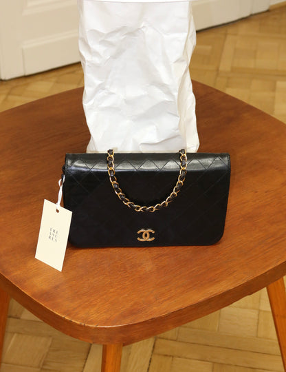 CHANEL FULL FLAP BLACK LAMBSKIN
