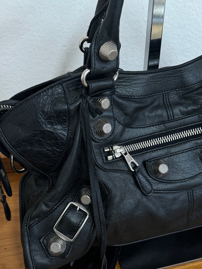 BALENCIAGA CITY BAG BLACK SILVER HW