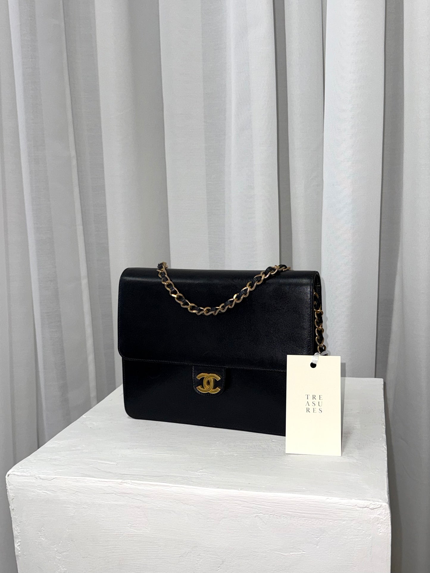 CHANEL BOX CALF FLAP BAG