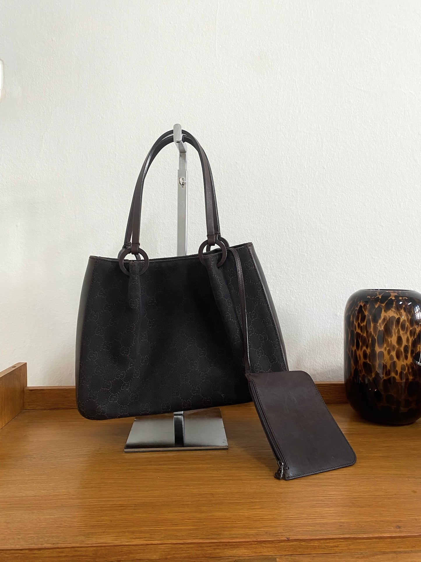 GUCCI GG MONOGRAM SHOULDER BAG & POUCH