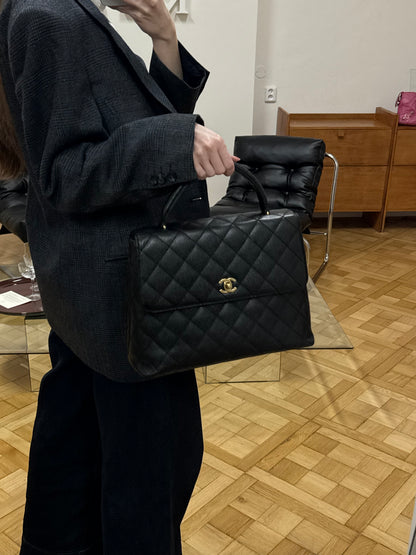 CHANEL MATELASSE CAVIAR KELLY BLACK 24K GOLD HW