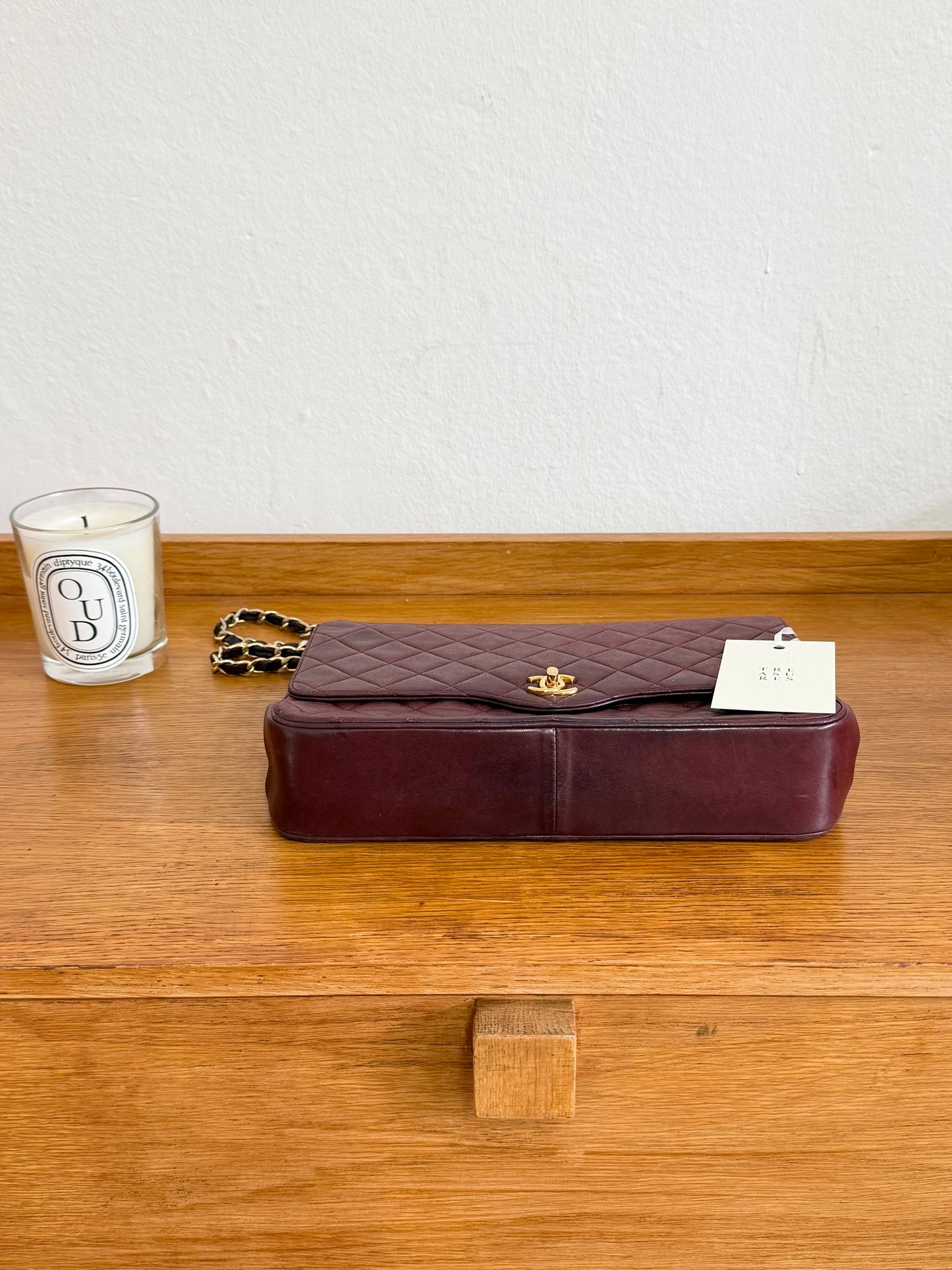 CHANEL BURGUNDY FLAP BAG LAMBSKIN
