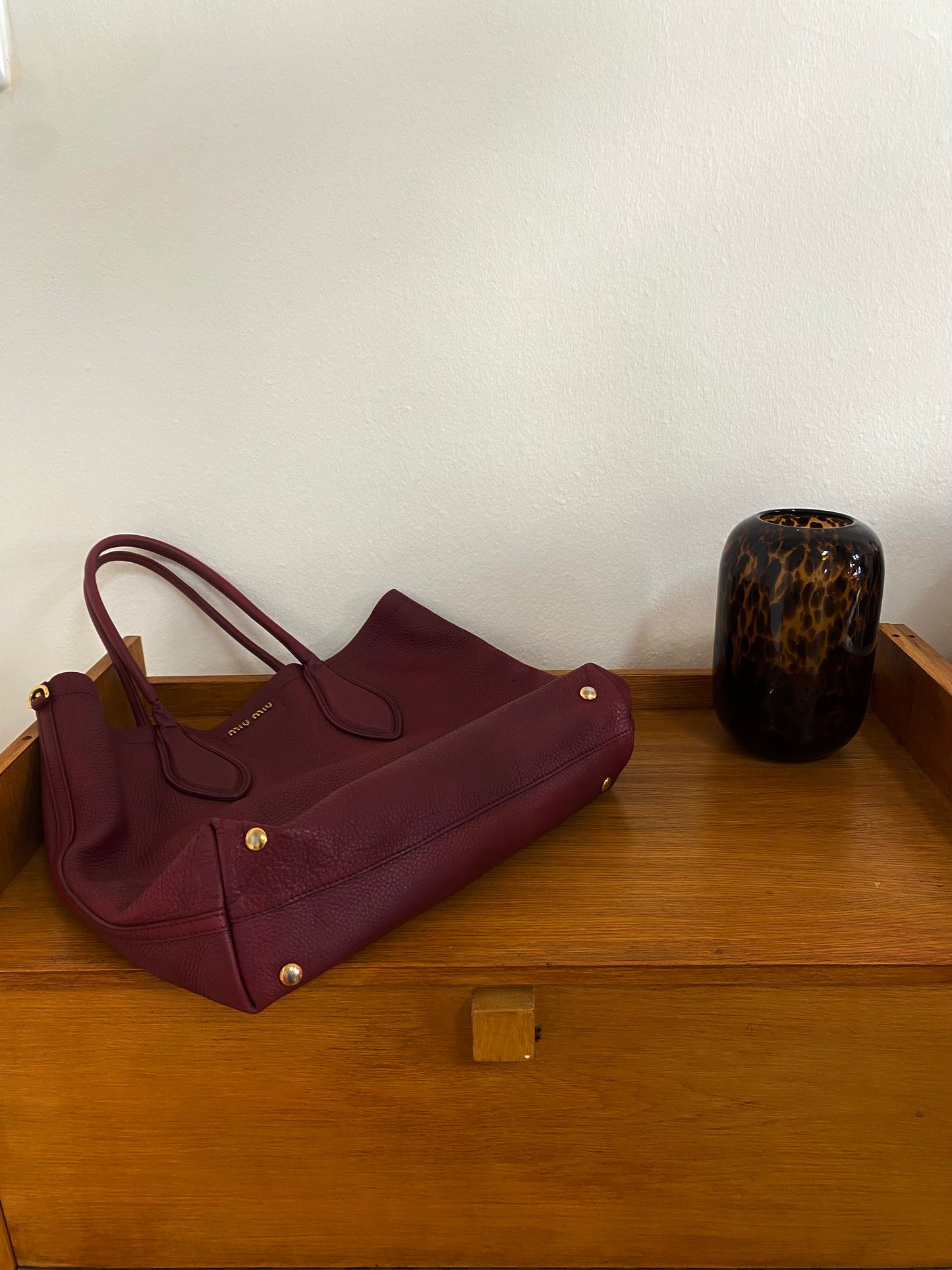 MIU MIU BURGUNDY TOTE BAG