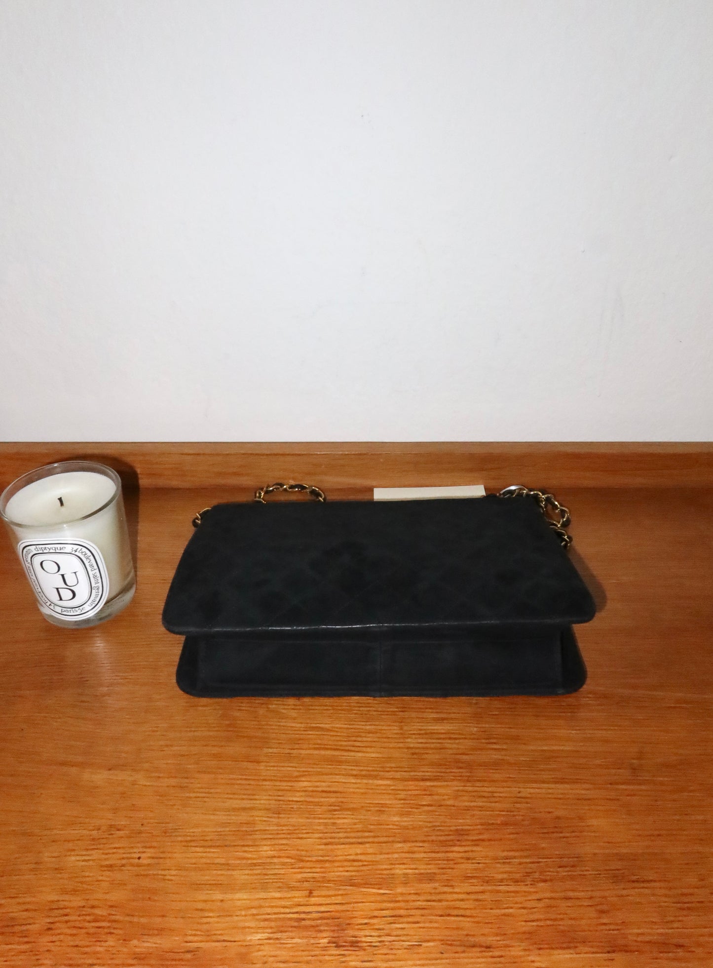 CHANEL SUEDE BLACK FLAP BAG