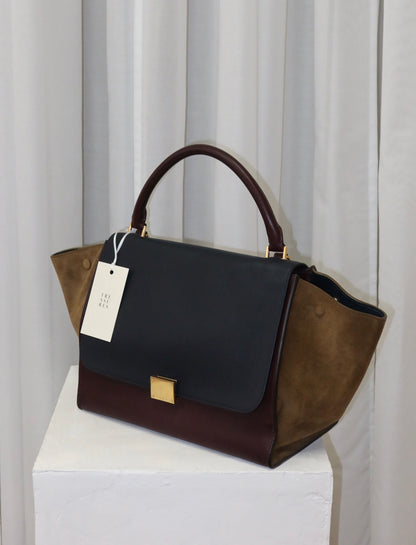 CELINE PHOEBE PHILO TRICOLOR TRAPEZE BURGUNDY NAVY