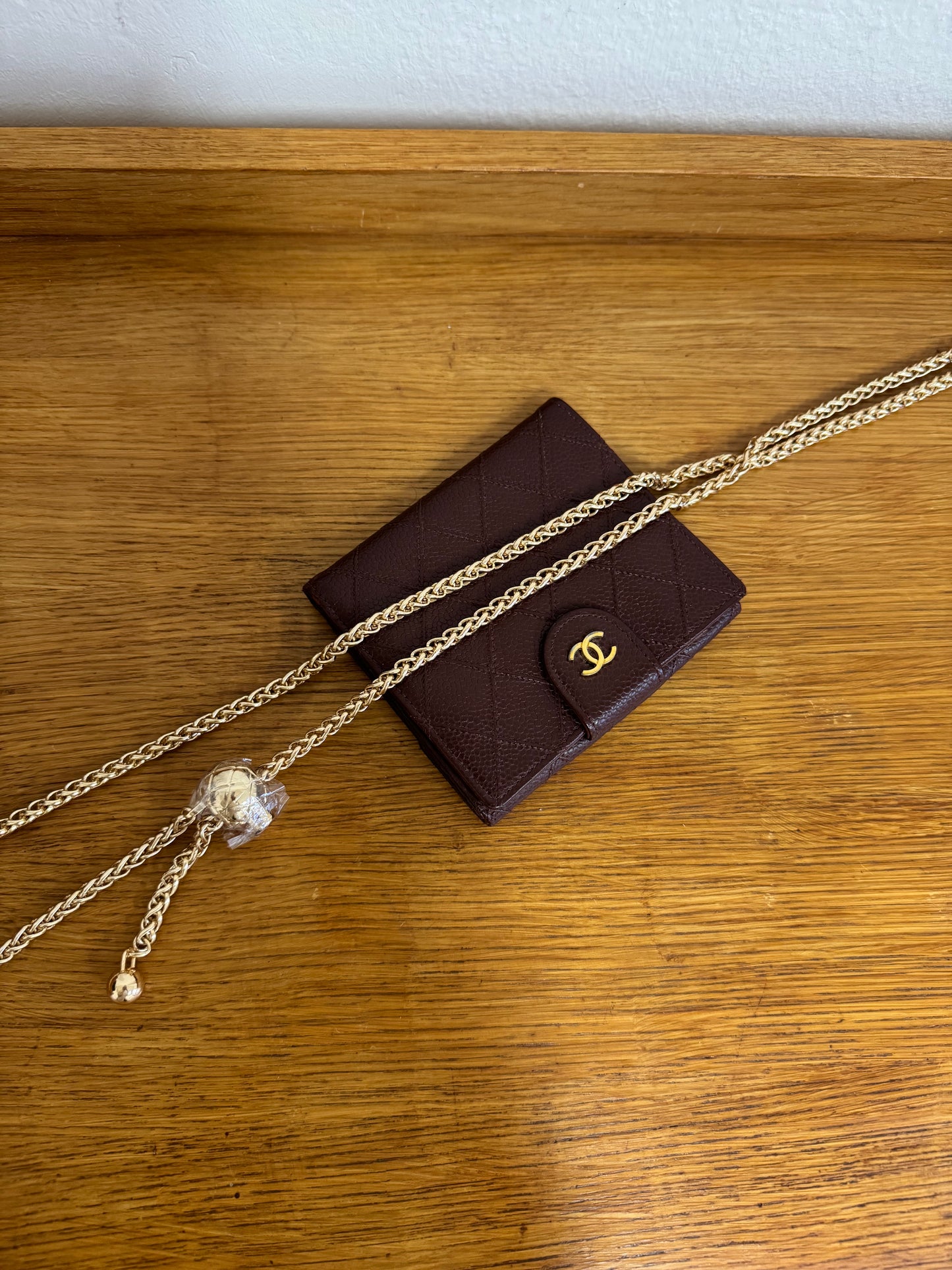 CHANEL DOUBLE SIDED WALLET CAVIAR BURGUNDY