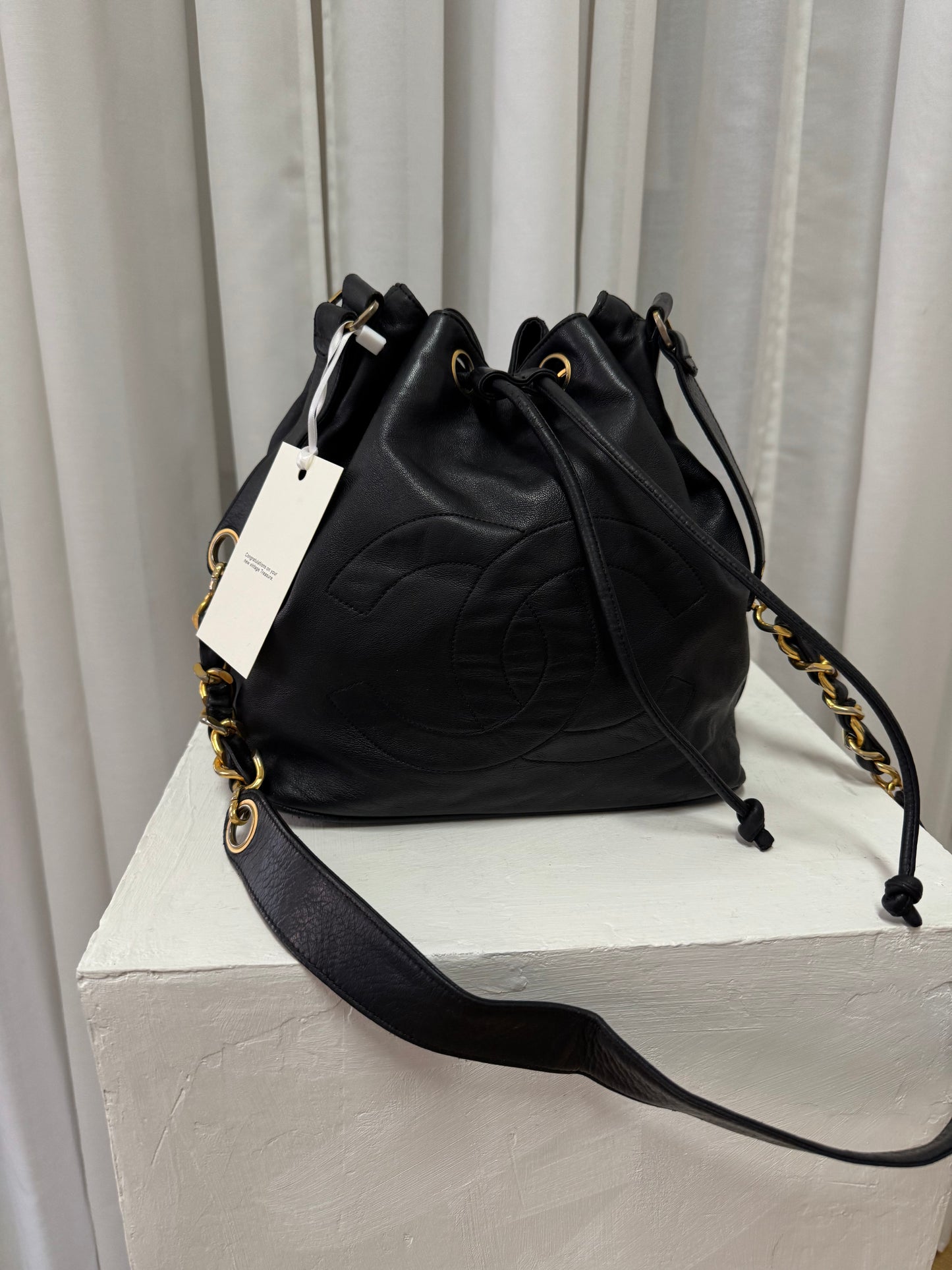 CHANEL BUCKET BAG CC LOGO & POUCH
