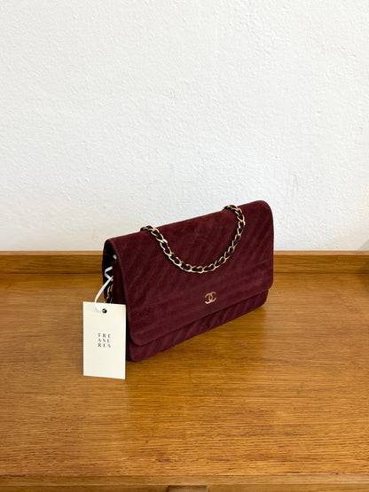 CHANEL SUEDE BURGUNDY FLAP BAG