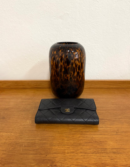 CHANEL CAVIAR LONG WALLET BLACK SERIES 16