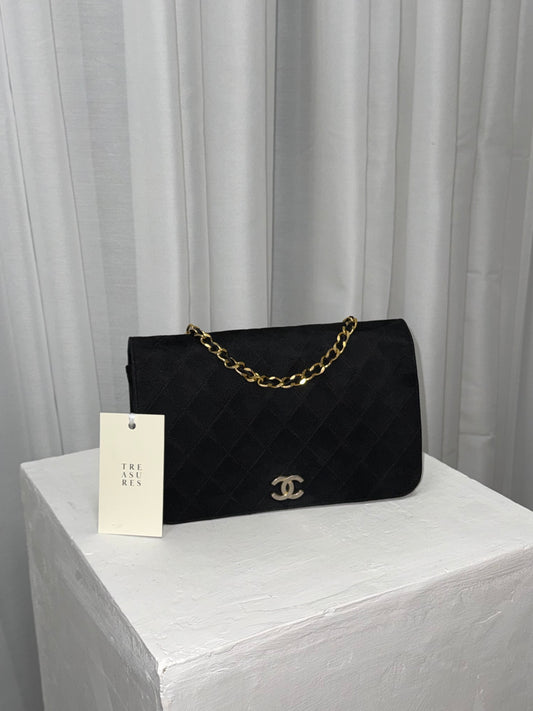 CHANEL SUEDE FULL FLAP BLACK