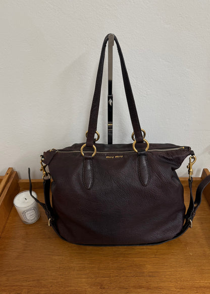 MIU MIU VITELLO SHOULDER BAG BROWN