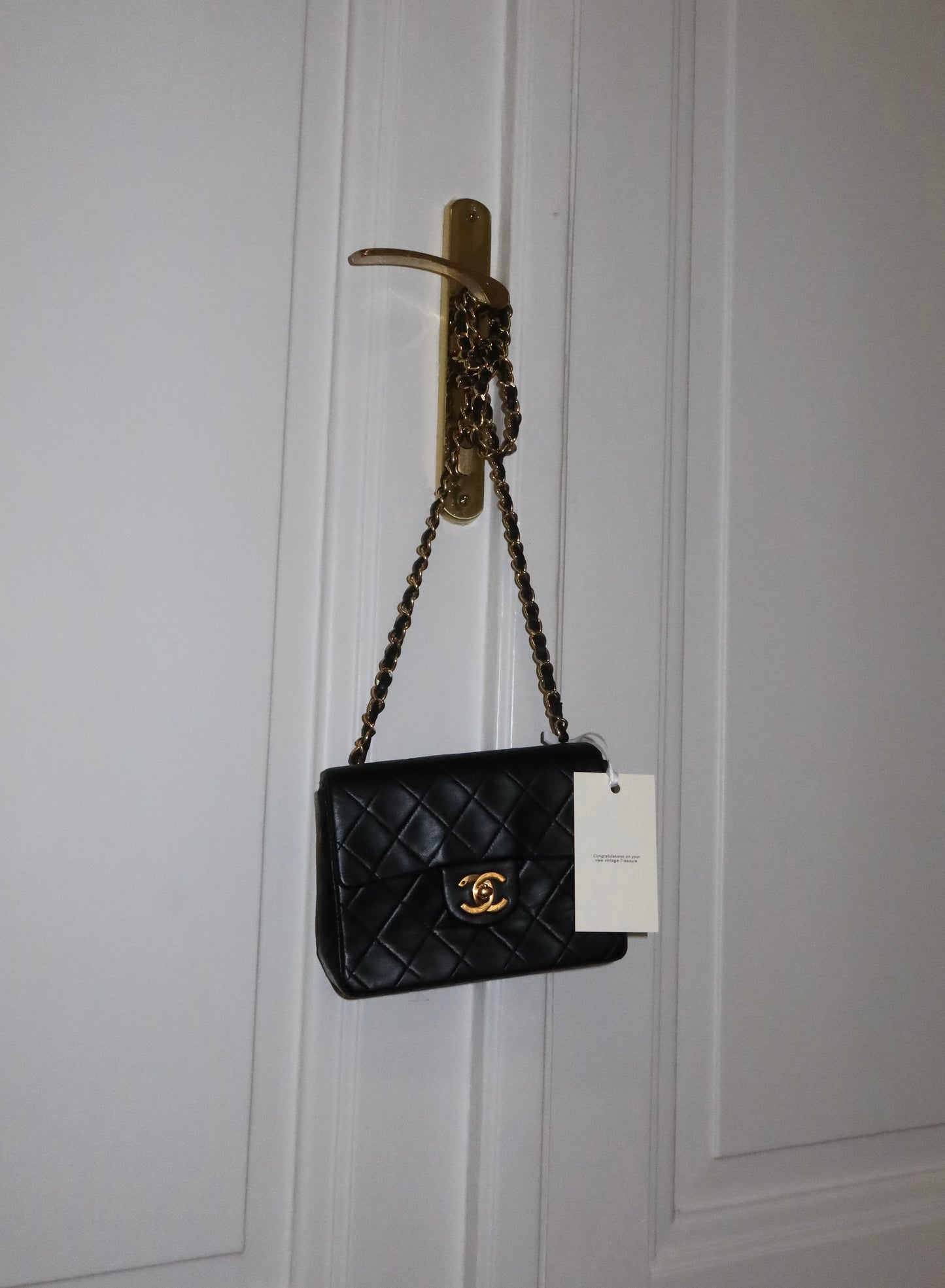 CHANEL SINGLE FLAP BAG BLACK LAMBSKIN