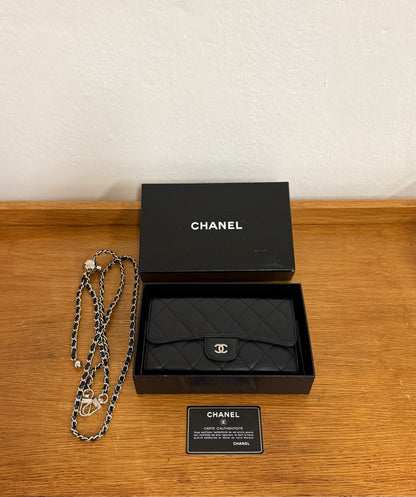 CHANEL LONG WALLET LAMBSKIN BLACK SERIES 18