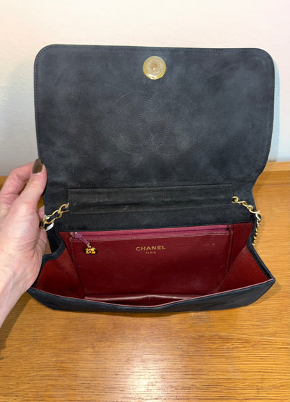 CHANEL SUEDE FULL FLAP BLACK