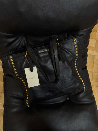 MIU MIU TOTE BAG GOLD HW STUDS