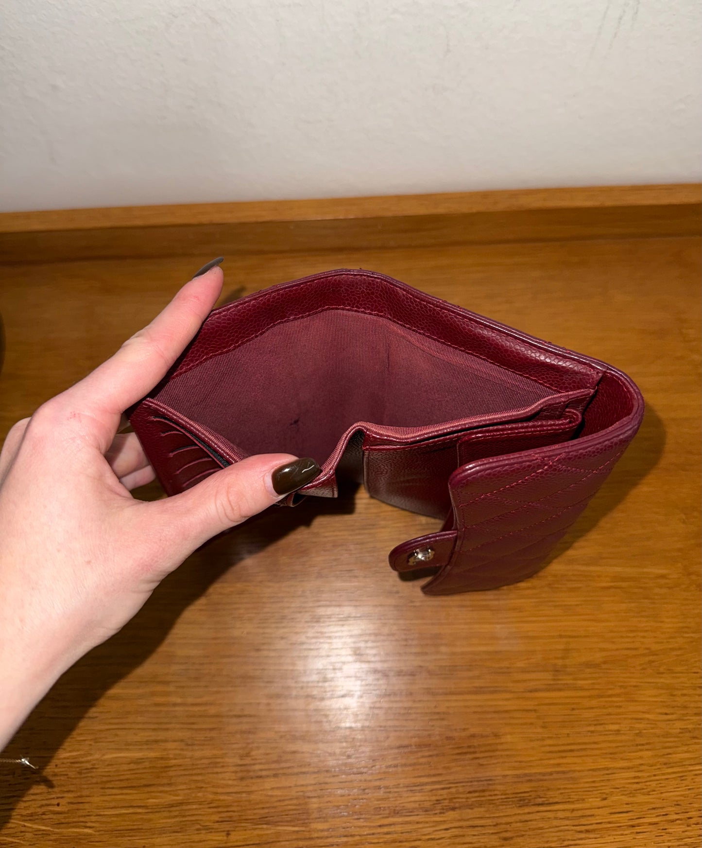 CHANEL CAVIAR LONG WALLET BURGUNDY