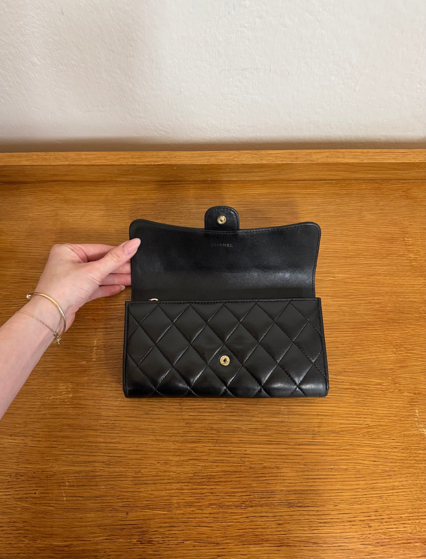 CHANEL LONG WALLET LAMBSKIN BLACK SERIES 24