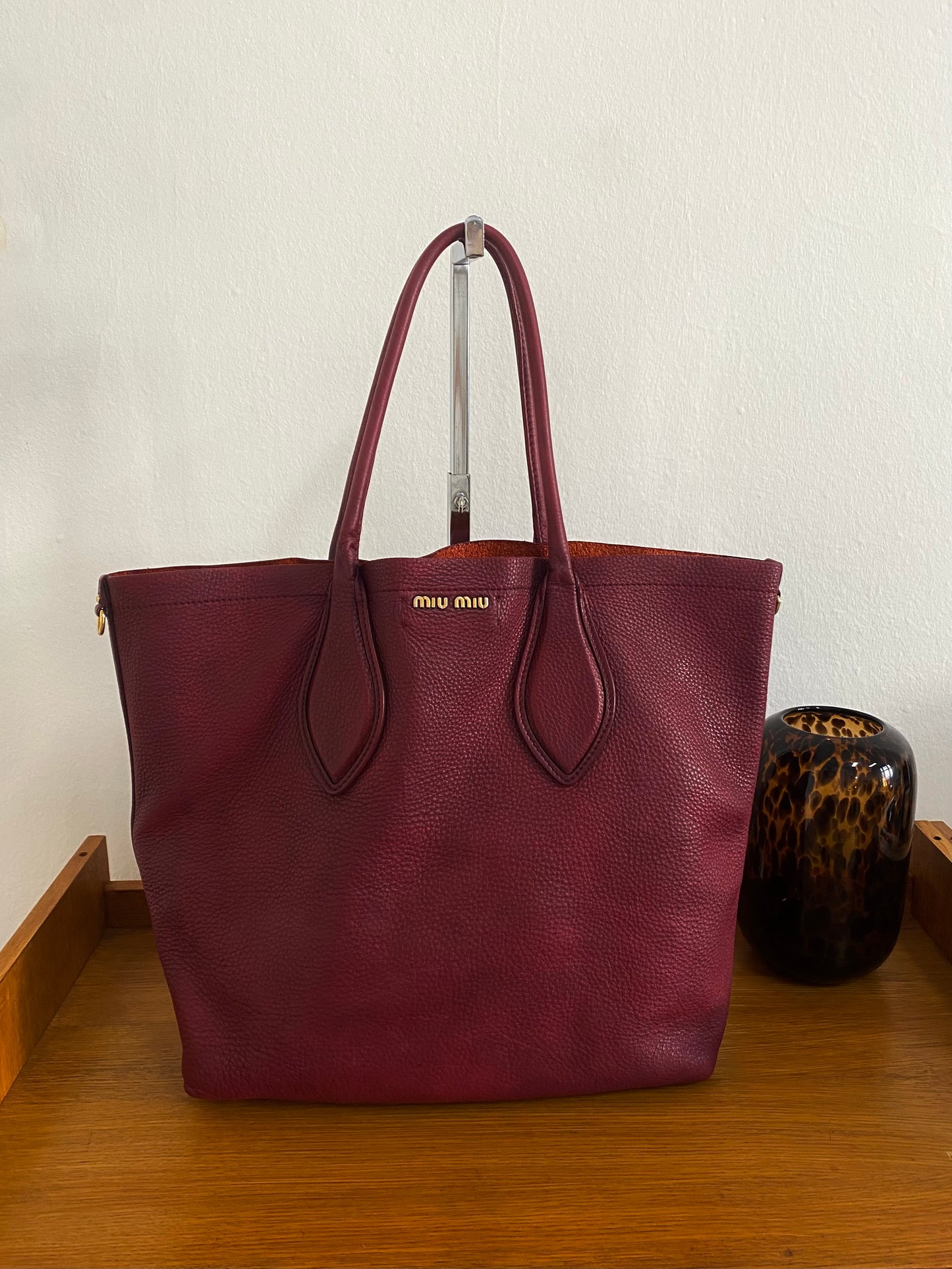 MIU MIU BURGUNDY TOTE BAG