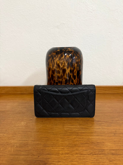 CHANEL CLASSIC LONG WALLET LAMBSKIN BLACK SERIES 14