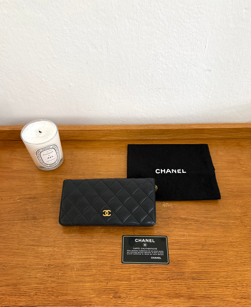 SERIES 21 CHANEL LAMBSKIN LONG WALLET BLACK GOLD