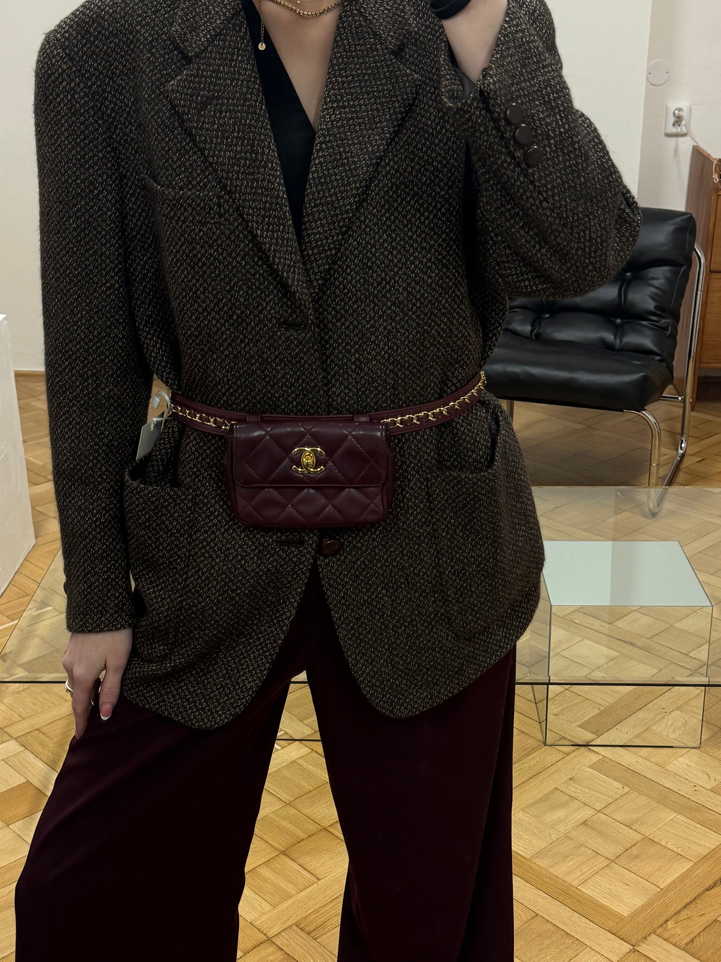 CHANEL BURGUNDY BELT BAG