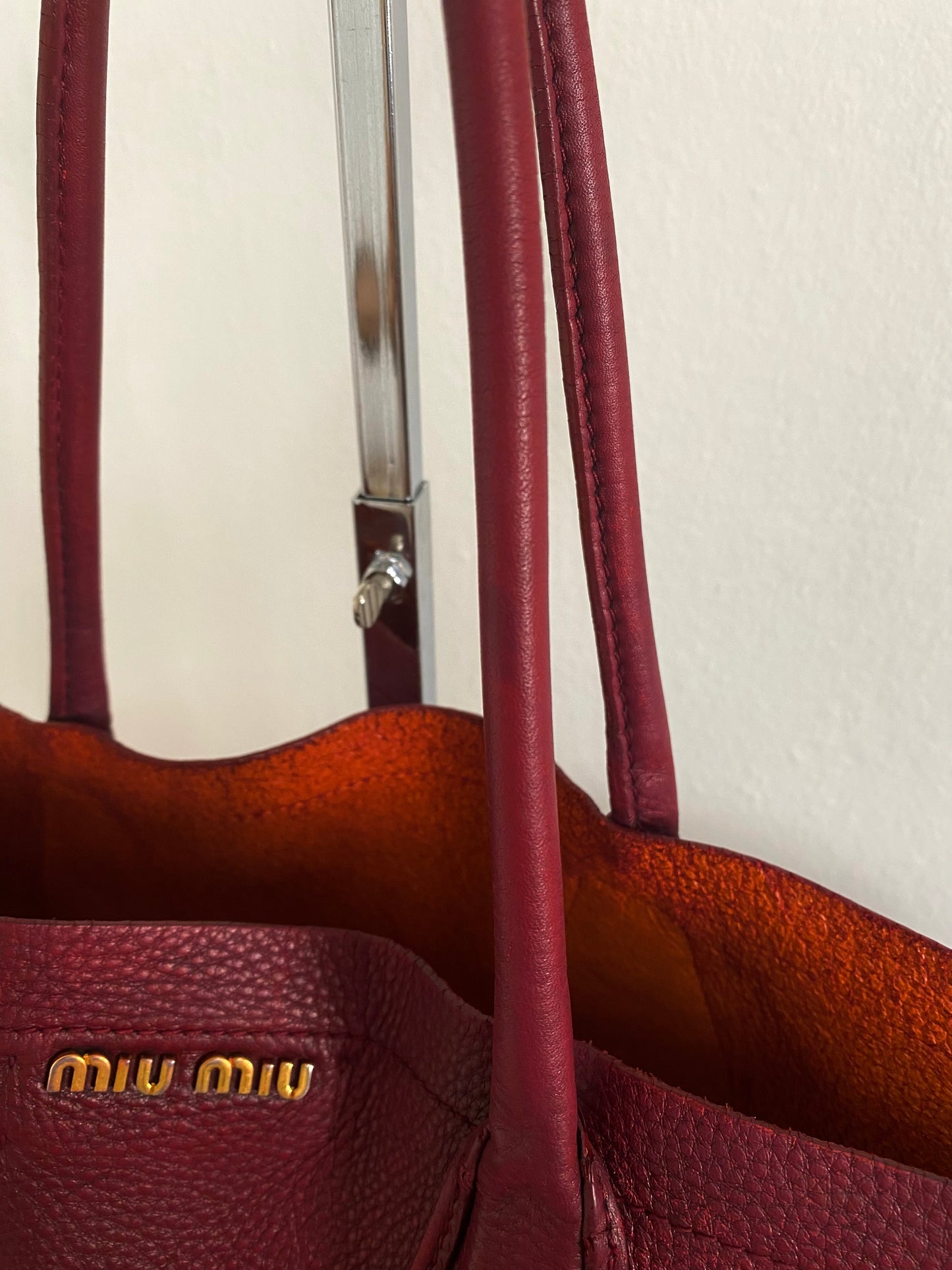 MIU MIU BURGUNDY TOTE BAG