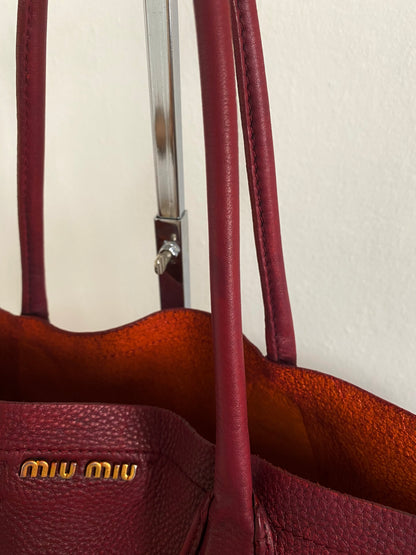 MIU MIU BURGUNDY TOTE BAG