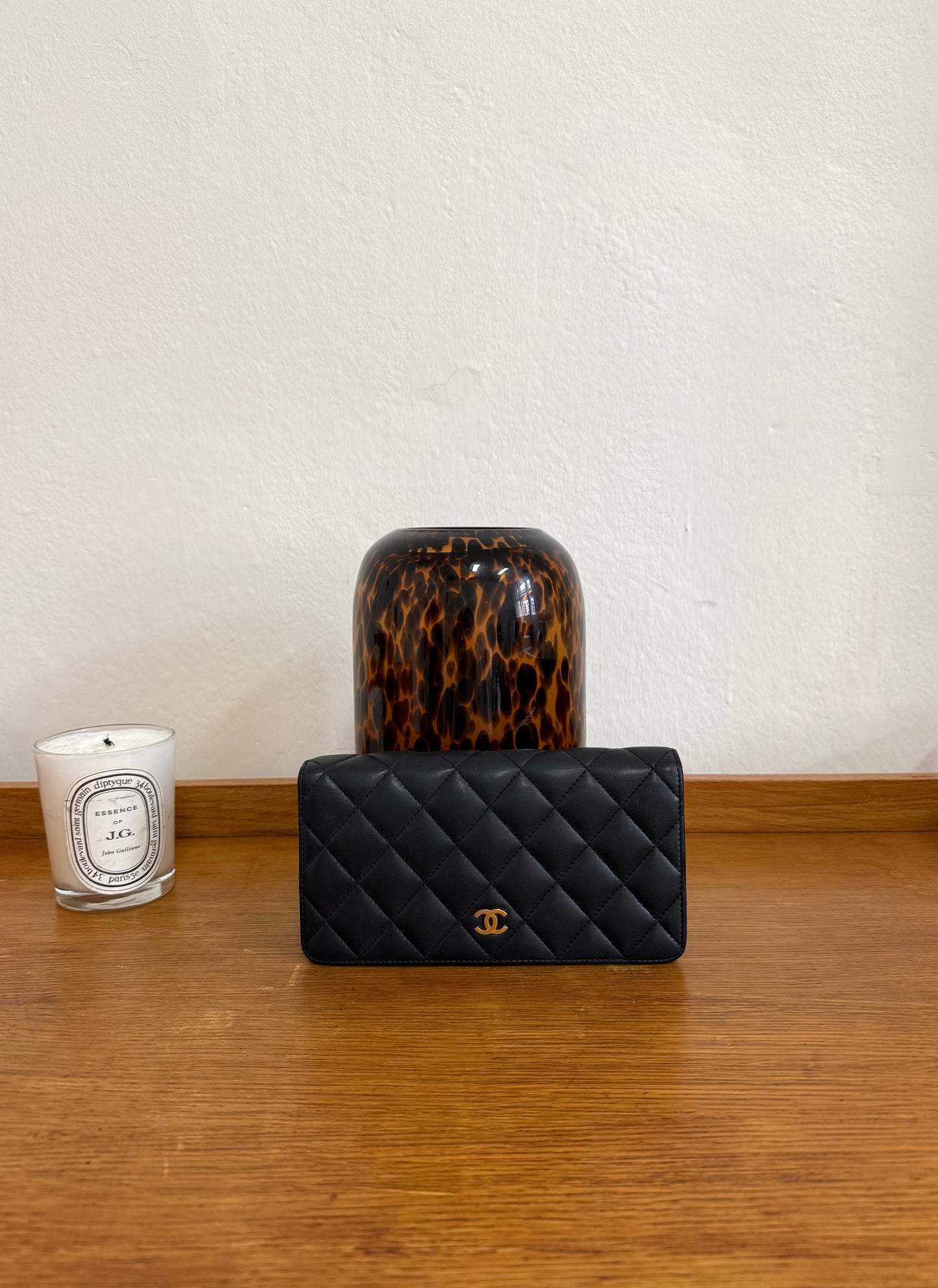 SERIES 21 CHANEL LAMBSKIN LONG WALLET BLACK GOLD