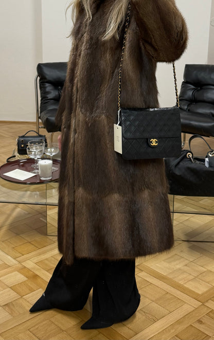 CHANEL CLASSIC SINGLE FLAP BAG LAMBSKIN BLACK 24K GOLD HW