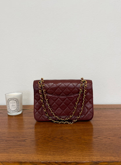 CHANEL FULL FLAP TWIST LOCK 24k GOLD BURGUNDY
