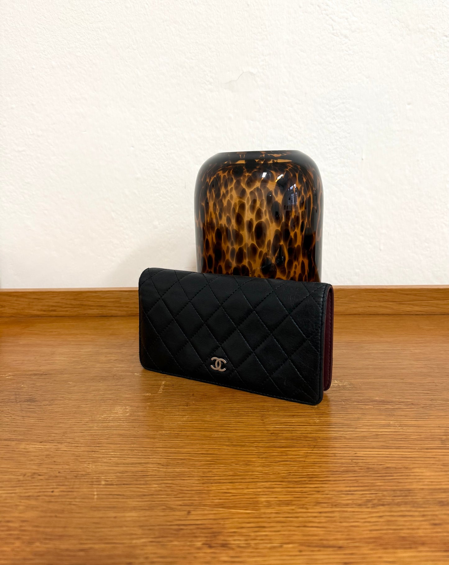 CHANEL CLASSIC LONG WALLET LAMBSKIN BLACK SERIES 14