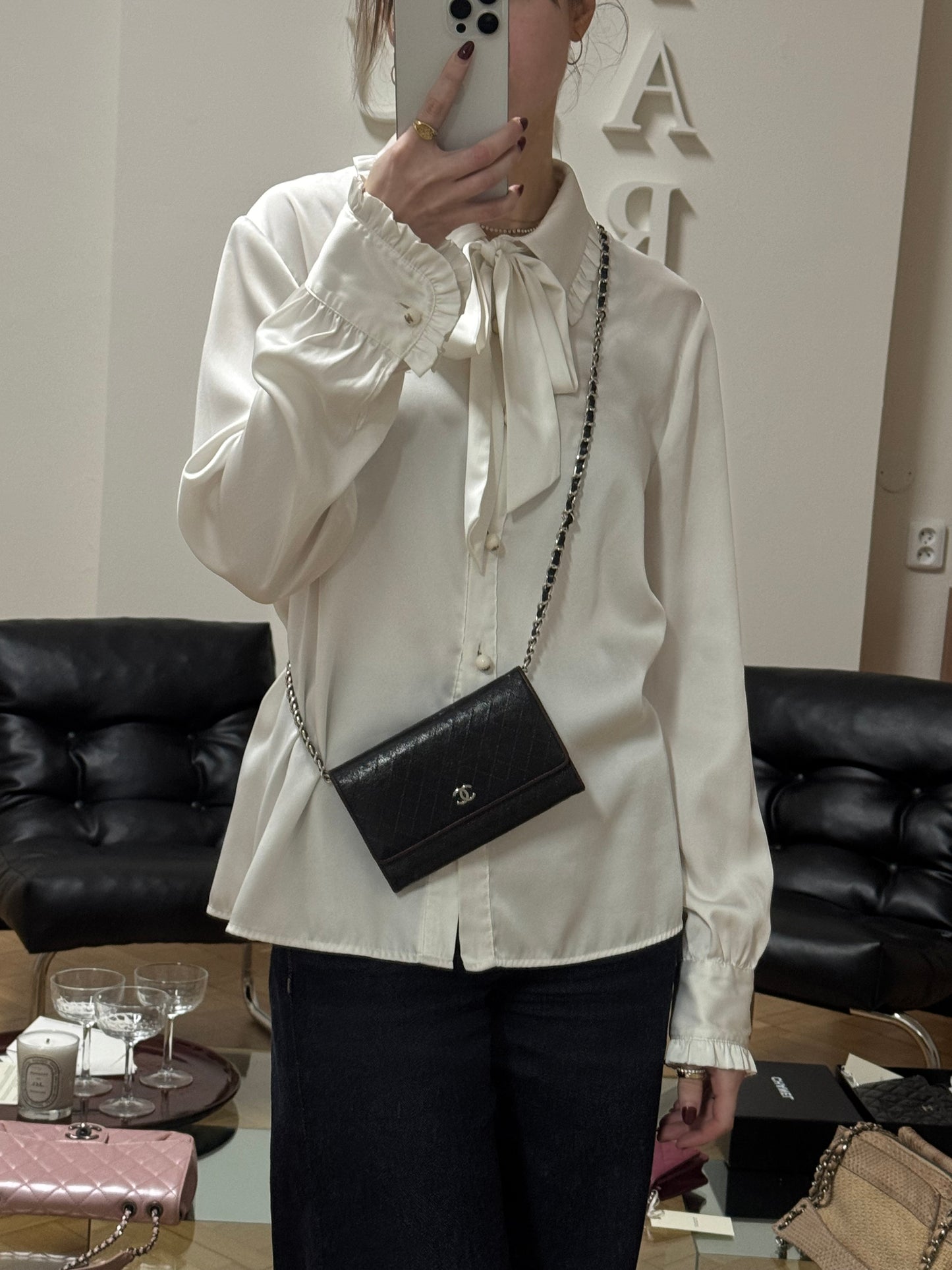 CHANEL WALLET GRAIN BURGUNDY BLACK