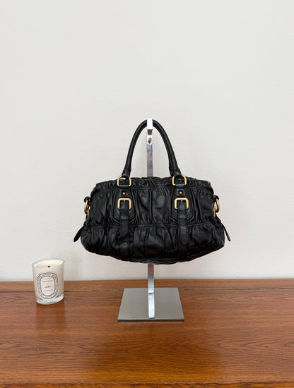 PRADA PROMENADE LEATHER HANDBAG