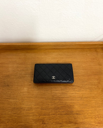 CHANEL CLASSIC LONG WALLET LAMBSKIN BLACK SERIES 14