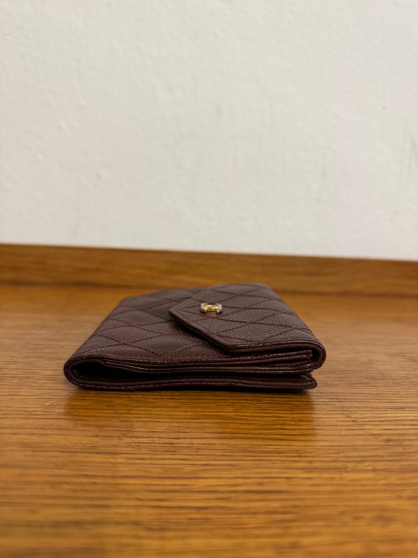 CHANEL DOUBLE SIDED WALLET CAVIAR BURGUNDY