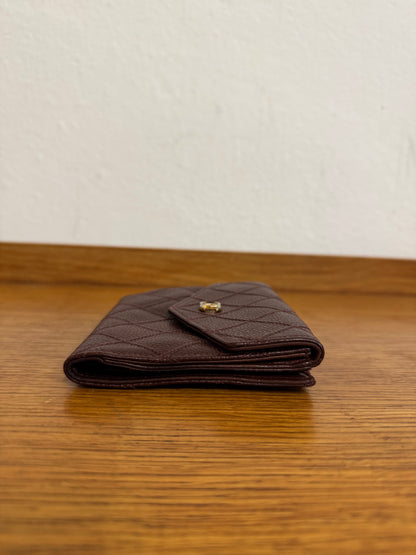 CHANEL DOUBLE SIDED WALLET CAVIAR BURGUNDY