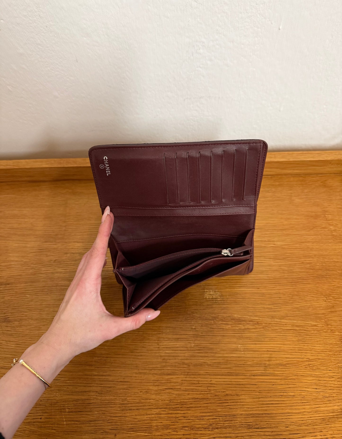 CHANEL CLASSIC LONG WALLET LAMBSKIN BLACK SERIES 14