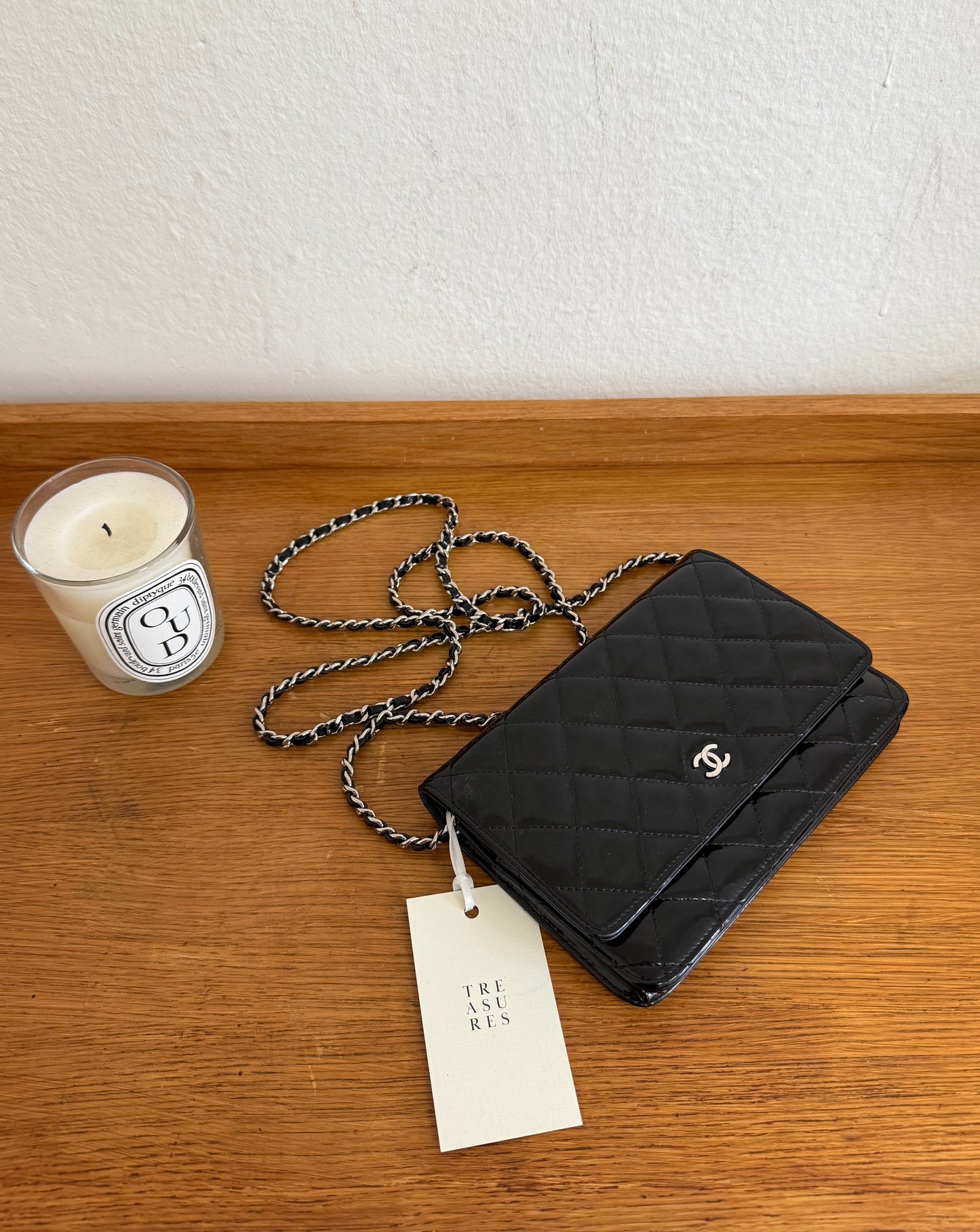 CHANEL PATENT LEATHER WOC BLACK