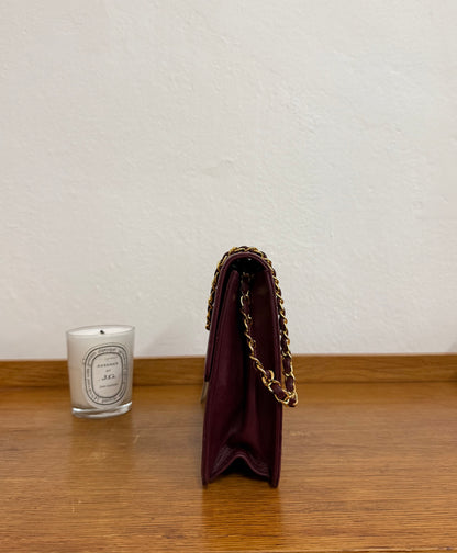 CHANEL SINGLE FLAP LAMBSKIN BURGUNDY