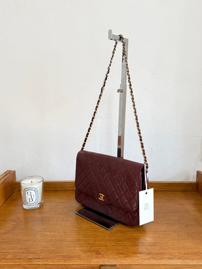 CHANEL BURGUNDY FLAP BAG LAMBSKIN