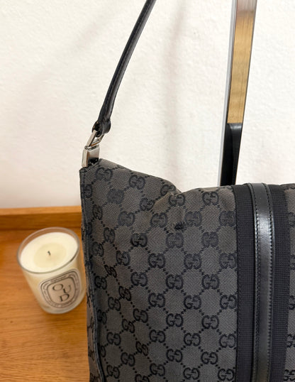 GUCCI JACKIE SHOULDER BAG BLACK GG MONOGRAM