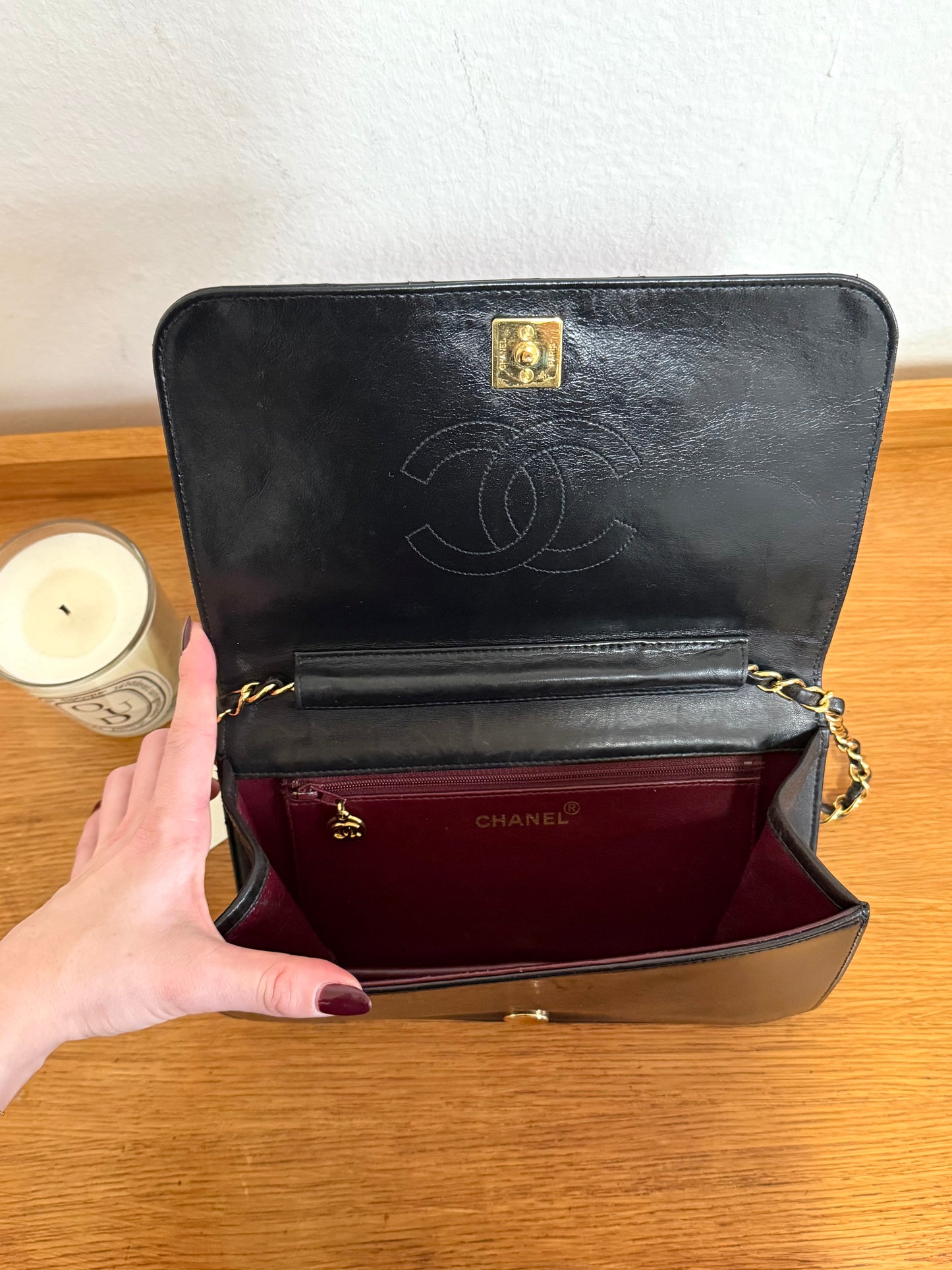 CHANEL FULL FLAP BLACK LAMBSKIN